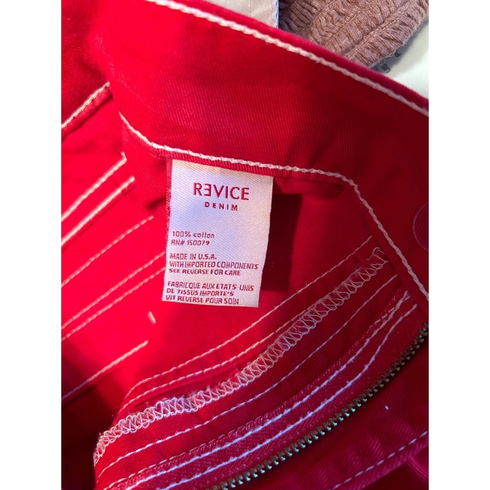 REVICE Jeans Womens Denim Red High Waisted Cargo Straight Size 24 EUC! - Picture 7 of 9